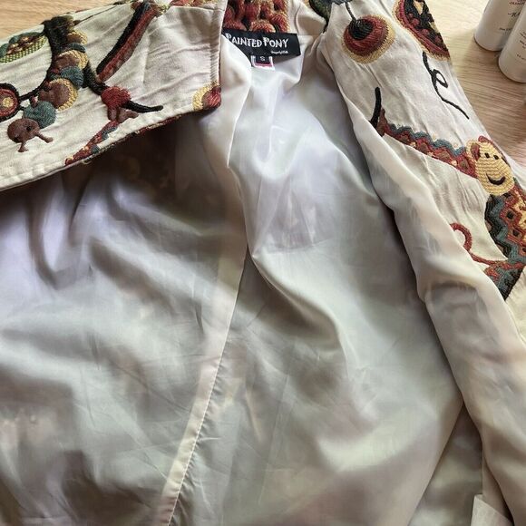 Painted Pony Jacket Monkey Business Womens Size S Tapestry Vintage Made In USA - Picture 4 of 7